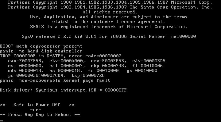 386PS kernel panic